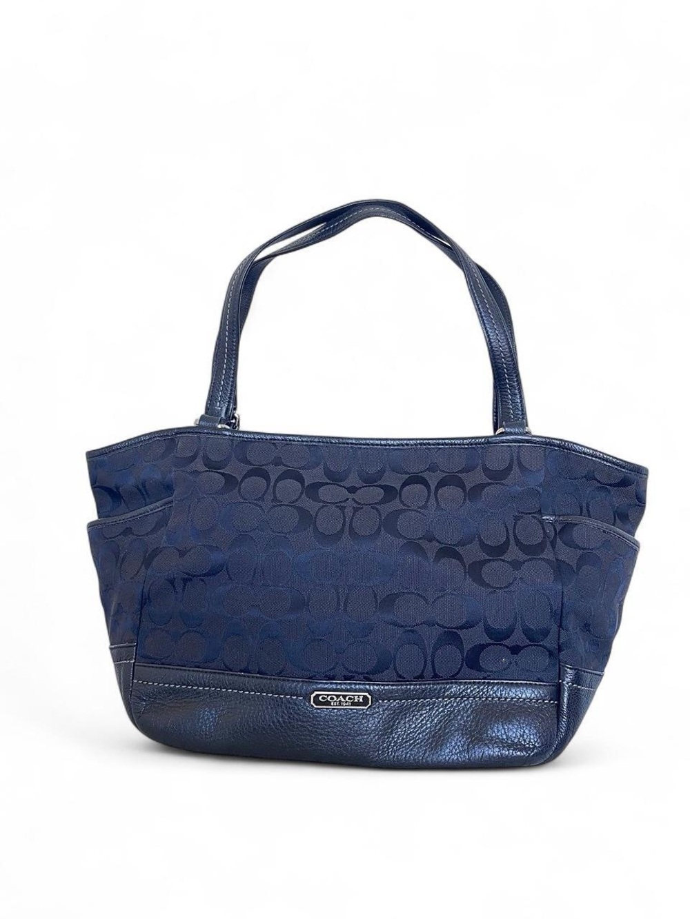 Coach Black Signature Carrie Jacquard Shoulder Tote
